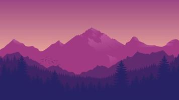 Pink mountains landscape background, sunset mountains, wildlife background with lamb sillhoutte vector