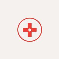 logo o icono con rojo circulo y rojo cruzar dentro para salud temas vector