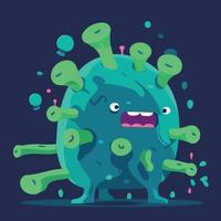bacterias personaje azul y verde vector