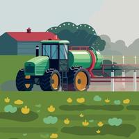 tractor with sprayer running vector