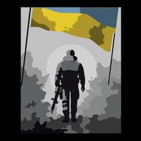 soldier from the back in ukraine war vector