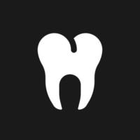 Molar dark mode glyph ui icon. Dental clinic. Toothache treatment. User interface design. White silhouette symbol on black space. Solid pictogram for web, mobile. Vector isolated illustration
