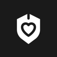Immune system dark mode glyph ui icon. Organism protection. Medicaid. User interface design. White silhouette symbol on black space. Solid pictogram for web, mobile. Vector isolated illustration