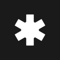 Star of life dark mode glyph ui icon. Ambulance. Medical services. User interface design. White silhouette symbol on black space. Solid pictogram for web, mobile. Vector isolated illustration