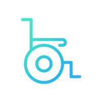 Wheelchair pixel perfect gradient linear ui icon. Medical equipment. Disability and injury. Line color user interface symbol. Modern style pictogram. Vector isolated outline illustration