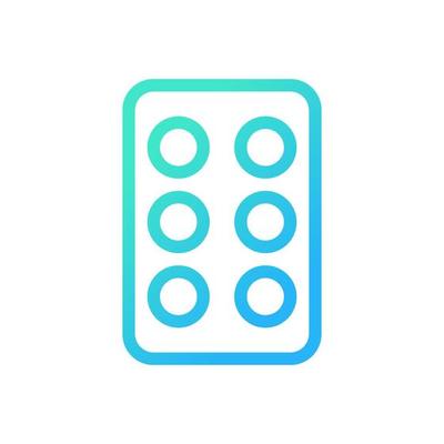 Pills in blister pack pixel perfect gradient linear ui icon. Oral medication. Drug prescript. Line color user interface symbol. Modern style pictogram. Vector isolated outline illustration