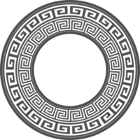 griechisch runden Grenze. Kreis Mäander Rahmen mit uralt Ornament. römisch Mittelmeer Muster Dekor png