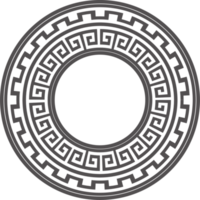 Greek round border. Circle meander frame with ancient ornament. Roman Mediterranean pattern decor png