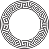 Greek round border. Circle meander frame with ancient ornament. Roman Mediterranean pattern decor png