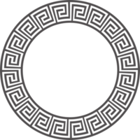 Greek round border. Circle meander frame with ancient ornament. Roman Mediterranean pattern decor png