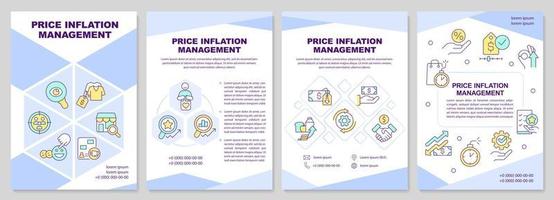 Price inflation management light blue brochure template. Leaflet design with linear icons. Editable 4 vector layouts for presentation, annual reports