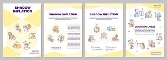 Shadow inflation yellow brochure template. Product quality. Leaflet design with linear icons. Editable 4 vector layouts for presentation, annual reports