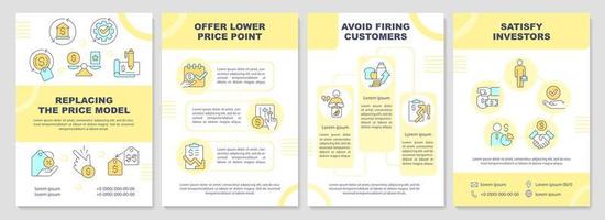 Price model yellow brochure template. Dealing with inflation. Leaflet design with linear icons. Editable 4 vector layouts for presentation, annual reports