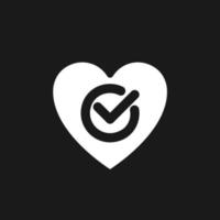Heart checkup dark mode glyph ui icon. Regular medical examination. User interface design. White silhouette symbol on black space. Solid pictogram for web, mobile. Vector isolated illustration
