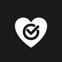 Heart checkup dark mode glyph ui icon. Regular medical examination. User interface design. White silhouette symbol on black space. Solid pictogram for web, mobile. Vector isolated illustration