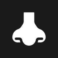 Nose dark mode glyph ui icon. Sensory and respiratory system. User interface design. White silhouette symbol on black space. Solid pictogram for web, mobile. Vector isolated illustration