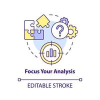 Focus your analysis concept icon. Choose problem. Structure of case study abstract idea thin line illustration. Isolated outline drawing. Editable stroke vector