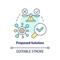 Proposed solution concept icon. Decision for best result. Case drafting abstract idea thin line illustration. Isolated outline drawing. Editable stroke vector