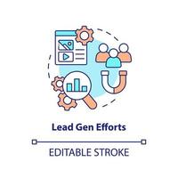 Lead gen efforts concept icon. Attract audience. Marketing case study abstract idea thin line illustration. Isolated outline drawing. Editable stroke vector