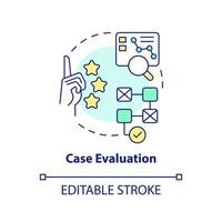 Case evaluation concept icon. Analysing information. Research drafting abstract idea thin line illustration. Isolated outline drawing. Editable stroke vector