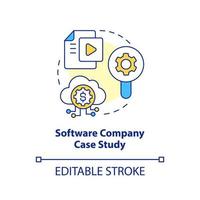 Software company case study concept icon. IT industry solutions. Coding process abstract idea thin line illustration. Isolated outline drawing. Editable stroke vector