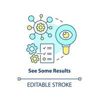 See some results concept icon. Previous achievements. Element of case study abstract idea thin line illustration. Isolated outline drawing. Editable stroke vector