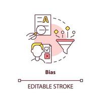 Bias concept icon. Facts collection influence. Disadvantage of case study abstract idea thin line illustration. Isolated outline drawing. Editable stroke vector