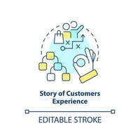 Story of customers experience concept icon. Element of case study abstract idea thin line illustration. Isolated outline drawing. Editable stroke vector