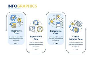 Types of case study rectangle infographic template. Methods. Data visualization with 4 steps. Editable timeline info chart. Workflow layout with line icons vector