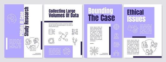 Disadvantages of case study research purple brochure template. Leaflet design with linear icons. Editable 4 vector layouts for presentation, annual reports