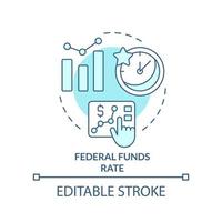 Federal funds rate turquoise concept icon. How can government deal with inflation abstract idea thin line illustration. Isolated outline drawing. Editable stroke vector