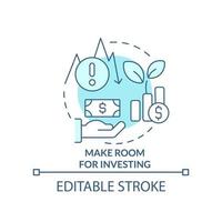 Make room for investing turquoise concept icon. Money contributions. Budgeting abstract idea thin line illustration. Isolated outline drawing. Editable stroke vector