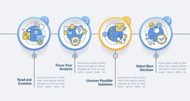 Structure of case study circle infographic template. Research. Data visualization with 4 steps. Editable timeline info chart. Workflow layout with line icons vector