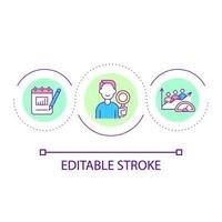 Analysing corporate data loop concept icon. Study efficiency of work. Business research abstract idea thin line illustration. Isolated outline drawing. Editable stroke vector