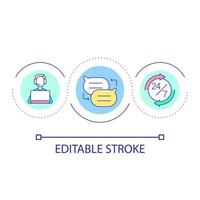 Continuous technical support loop concept icon. Communication with customers. Online consultation abstract idea thin line illustration. Isolated outline drawing. Editable stroke vector