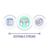 Time management at work loop concept icon. Tasks scheduling in remote workplace. Workflow abstract idea thin line illustration. Isolated outline drawing. Editable stroke vector