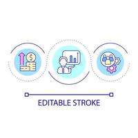 Financial consultant work loop concept icon. Analysing company finances. Business support abstract idea thin line illustration. Isolated outline drawing. Editable stroke vector