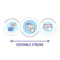 calcular empresa lucro lazo concepto icono. exitoso financiero decisiones negocio logros resumen idea Delgado línea ilustración. aislado contorno dibujo. editable carrera vector