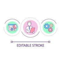Workflow efficiency study loop concept icon. Business processes analytics. Expert consultation abstract idea thin line illustration. Isolated outline drawing. Editable stroke vector