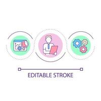 Workflow efficiency study loop concept icon. Business processes analytics. Expert consultation abstract idea thin line illustration. Isolated outline drawing. Editable stroke vector