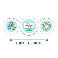 Virtual networks building loop concept icon. Settings of digital algorithm. Internet technology abstract idea thin line illustration. Isolated outline drawing. Editable stroke vector