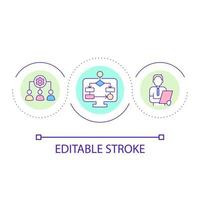 Technology in teamwork loop concept icon. Algorithm integration in workplace. Automation abstract idea thin line illustration. Isolated outline drawing. Editable stroke vector