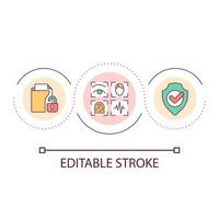 ventajas de biométrico identificación lazo concepto icono. asegurado acceso a datos. intimidad la seguridad resumen idea Delgado línea ilustración. aislado contorno dibujo. editable carrera vector