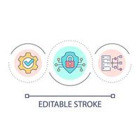 Database online security loop concept icon. Server for information storage. Cyberspace safety abstract idea thin line illustration. Isolated outline drawing. Editable stroke vector