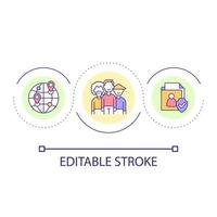 Ethnic diversity loop concept icon. Racial tolerance politics. Security of origin data abstract idea thin line illustration. Isolated outline drawing. Editable stroke vector