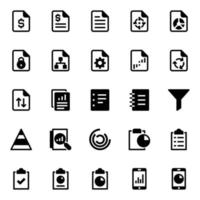 Glyph icons for Reports and analytics. vector