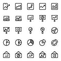 Outline icons for Reports and analytics. vector