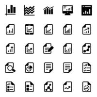 Glyph icons for Reports and analytics. vector