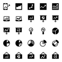 Glyph icons for Reports and analytics. vector