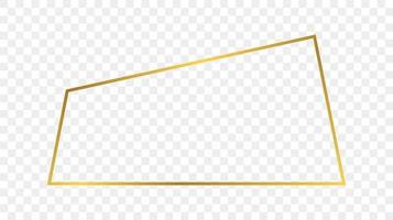 oro brillante trapezoide forma marco aislado en antecedentes. brillante marco con brillante efectos vector ilustración.